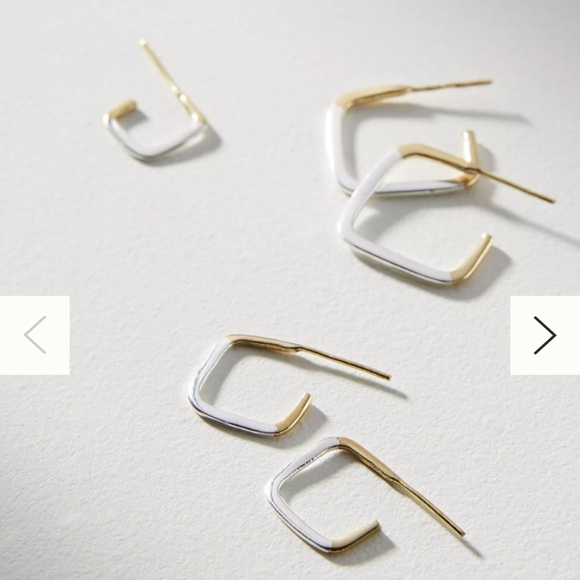 Anthropologie Lena Bernard bisected square hoop set - Picture 1 of 5